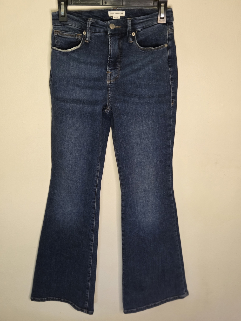 Good American Dark Blue Flare Jeans Organic Cotton